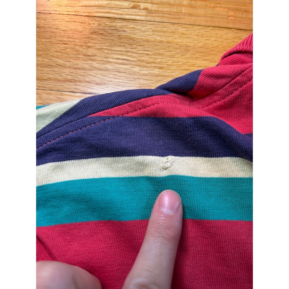 Vintage Flying Scotsman Striped Polo Shirt Mens Large Red Teal Duck Logo USA - Picture 8 of 8